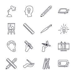 Art and design line style icon set vector design