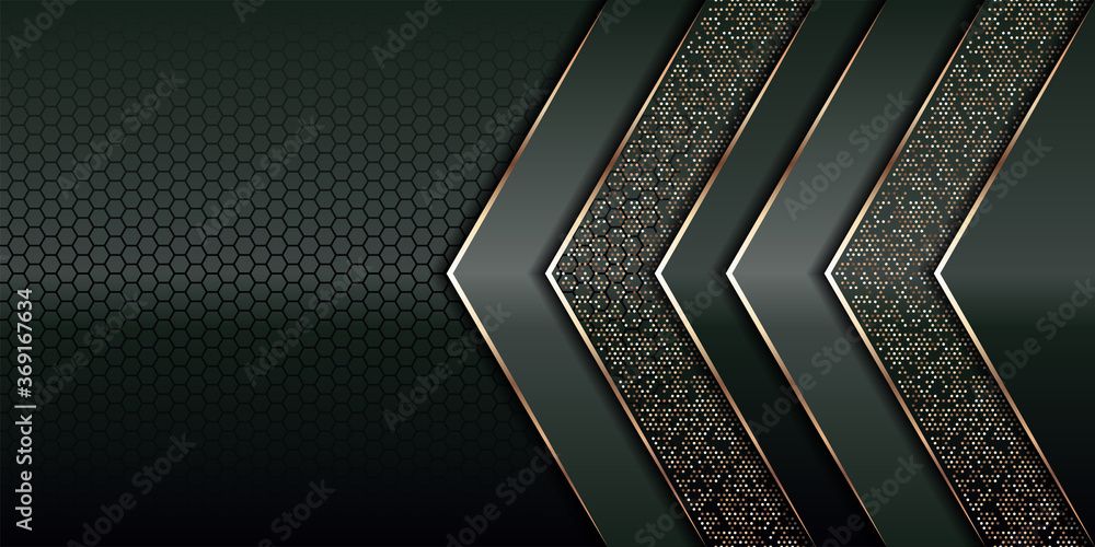 Poster modern luxury background vector overlap layer on dark green and shadow black space with abstract sty