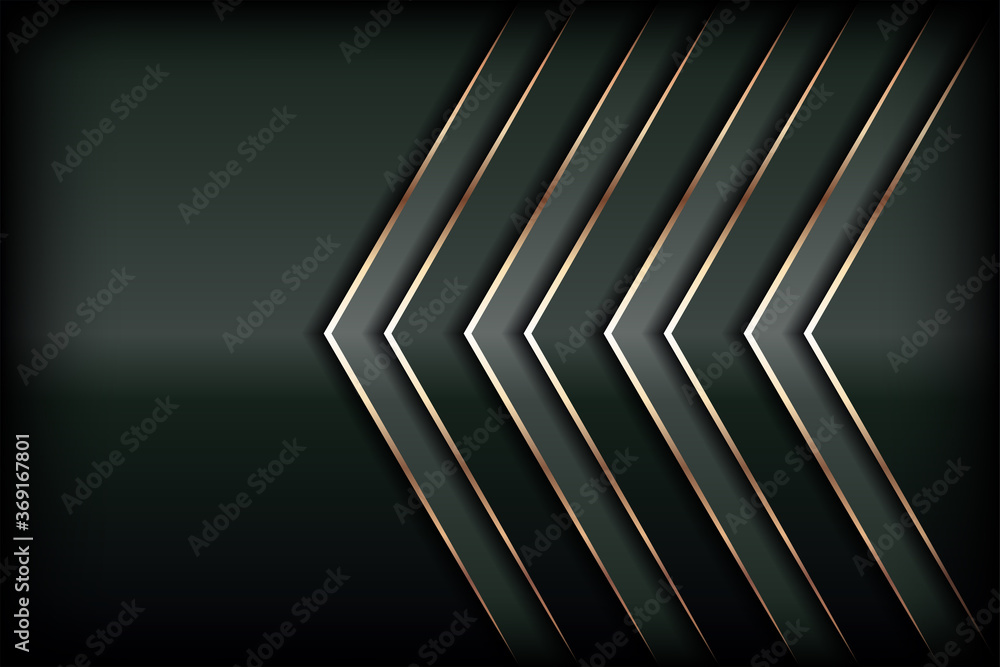 Poster Modern luxury background vector overlap layer on dark green and shadow black space with abstract style for design. Graphic illustration texture with line golden element decoration