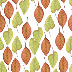 Obraz premium Repeat pattern with watercolor autumn leaf