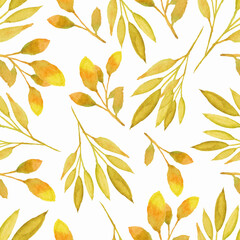 Seamless pattern autumn leaf in watercolor style