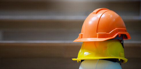 Multicolored Safety Construction Worker Hats. Teamwork of the construction team must have quality....