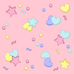 Cute pink geometric pattern vector illustration on a pink background.