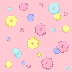 Cute pink geometric pattern vector illustration on a pink background.