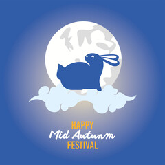 happy mid autumn festival with rabbit and moon