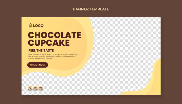 Chocolate cupcake food banner template