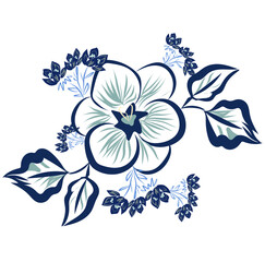 Blue Floral Pattern Vector Illustrator. Great for fabrics, textiles, wallpapers, backgrounds, 