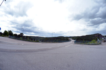 Bridge on the border of Norway and Sweden. Osfold Region, Norway