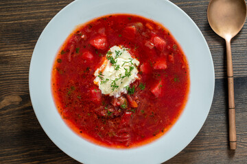 Ukrainian and russian national red borsch