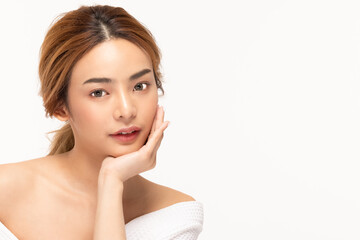 Beauty asian women portrait face with skin care healthy and skin.