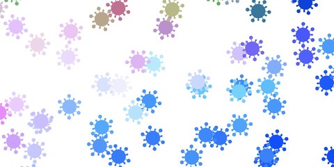 Light blue, red vector pattern with coronavirus elements.