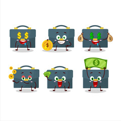 Briefcase cartoon character with cute emoticon bring money