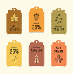 Collection autumn price banner tag badge. Premium vector