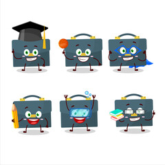 School student of briefcase cartoon character with various expressions