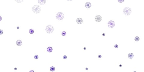 Light purple vector doodle pattern with flowers.