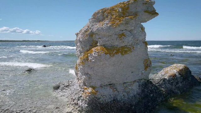 Rauk - Seastack walkaround view, Gotland Raukfield, Sweden