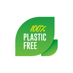 Plastic free green icon badge. vector illustration