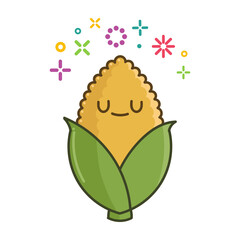 kawaii smiling corn cartoon illustration