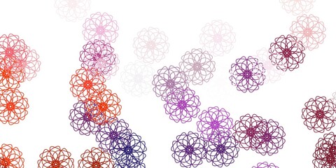 Light pink, yellow vector doodle pattern with flowers.