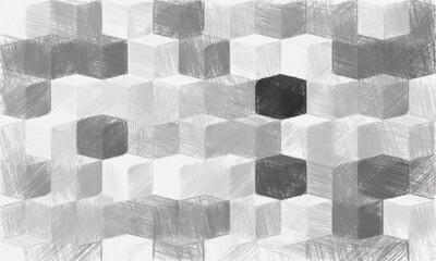 Black and white abstract mosaic with a rough texture background. Monochrome square pattern background. Picture for creative wallpaper or design art work. Backdrop have copy space for text.