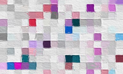 colorful abstract mosaic with a rough texture background. Sweet color square pattern background. Picture for creative wallpaper or design art work. Backdrop have copy space for text.