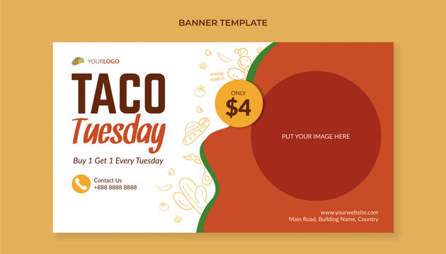 Taco Tuesday Banner Template For Mexican Food Restaurant