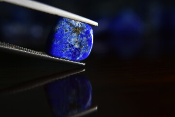 Lapis Lazuli is a beautiful blue gemstone. On areas with reflected light