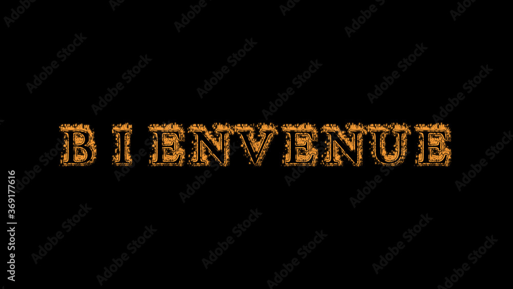 Fototapete bienvenue fire text effect black background. animated text effect with high visual impact. letter an