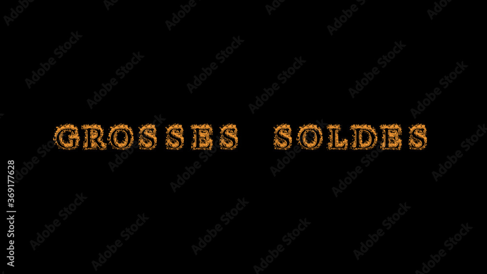 Fototapete grosses soldes fire text effect black background. animated text effect with high visual impact. lett