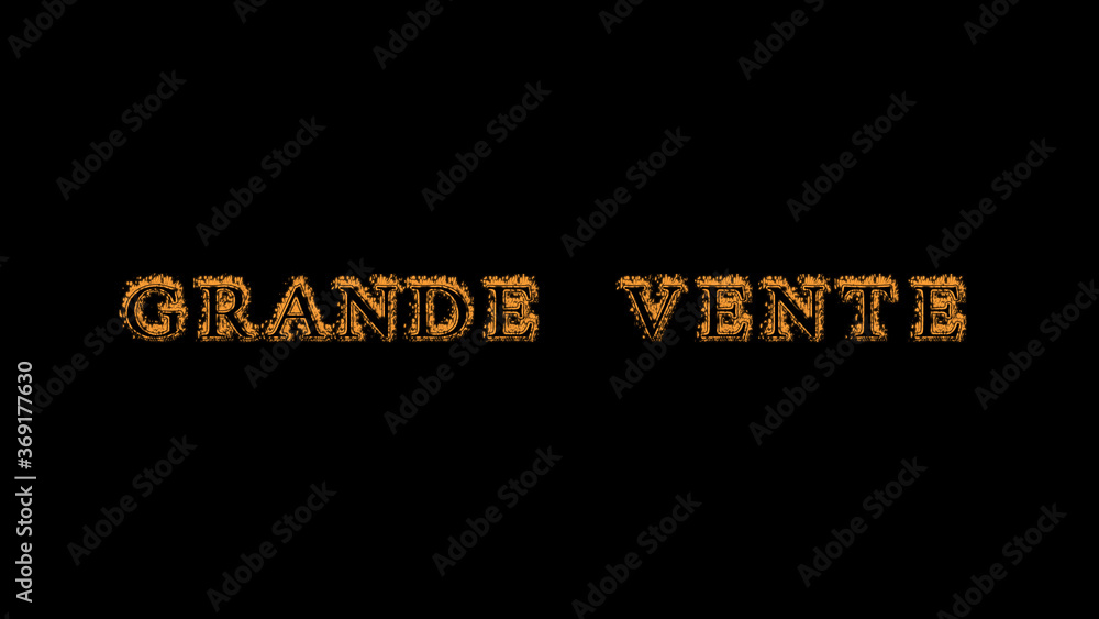 Fototapete grande vente fire text effect black background. animated text effect with high visual impact. letter