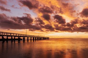 Fototapeta na wymiar Wellington Point Pier At Sunrise