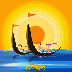  illustration of Happy Onam festival of South India-Kerala.
