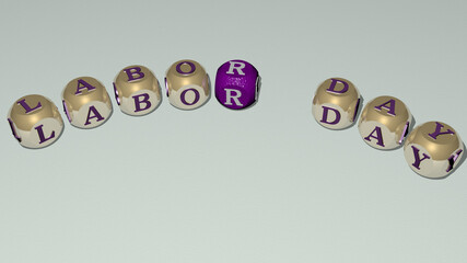 combination of labor day built by cubic letters from the top perspective, excellent for the concept presentation. illustration and background © Ali