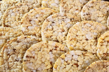 Corn Thins with chia seeds. Directly Above.