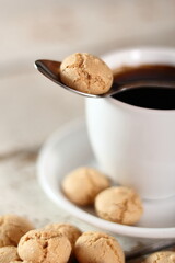 Amaretti biscuits and coffee cup