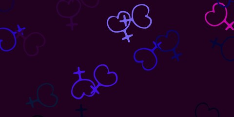 Light Pink, Green vector texture with women's rights symbols.