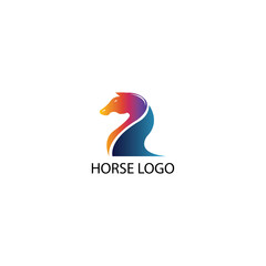Horse head logo gradient color illustration, vector design template.