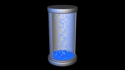 Industrial steel tank filling with water , liquid and bubbles. 3d rendering illustration
