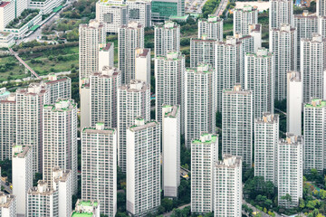 Aerial view of high-rise residential buildings, Seoul