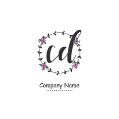 C D CD Initial handwriting and signature logo design with circle. Beautiful design handwritten logo for fashion, team, wedding, luxury logo.