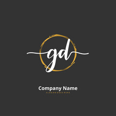 G D GD Initial handwriting and signature logo design with circle. Beautiful design handwritten logo for fashion, team, wedding, luxury logo.