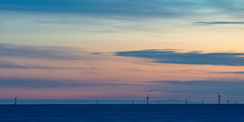 Lights on markers to help guide ships through the shippings lanes in Port Phillip Bay, Melbourne...