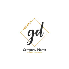 G D GD Initial handwriting and signature logo design with circle. Beautiful design handwritten logo for fashion, team, wedding, luxury logo.