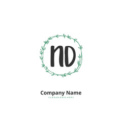 N D ND Initial handwriting and signature logo design with circle. Beautiful design handwritten logo for fashion, team, wedding, luxury logo.
