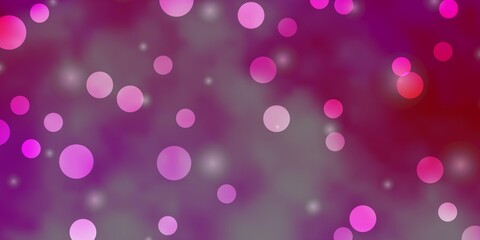 Light Pink vector background with circles, stars. Abstract illustration with colorful spots, stars. Design for posters, banners.