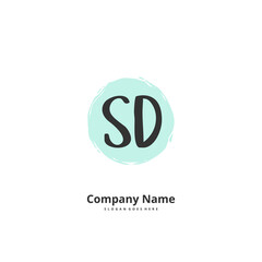 S D SD Initial handwriting and signature logo design with circle. Beautiful design handwritten logo for fashion, team, wedding, luxury logo.