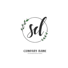 S D SD Initial handwriting and signature logo design with circle. Beautiful design handwritten logo for fashion, team, wedding, luxury logo.