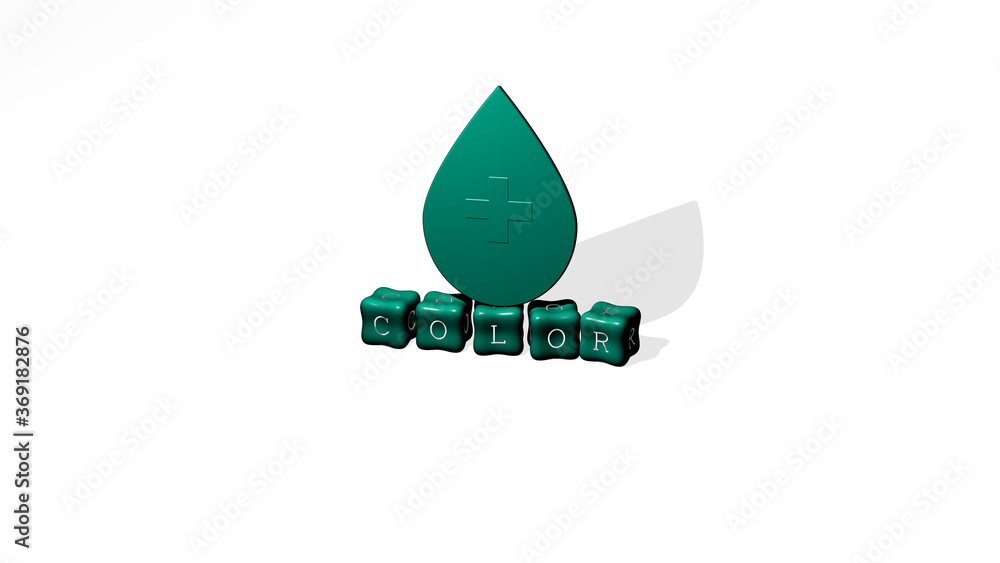 Poster 3d illustration of color graphics and text made by metallic dice letters for the related meanings of