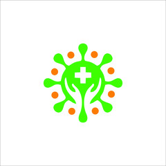 logo protected virus. Bacterial Icons. Coronavirus Outbreak, Stop the virus. Virus isolated vector icon