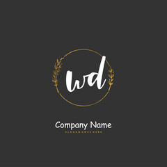 Fototapeta na wymiar W D WD Initial handwriting and signature logo design with circle. Beautiful design handwritten logo for fashion, team, wedding, luxury logo.
